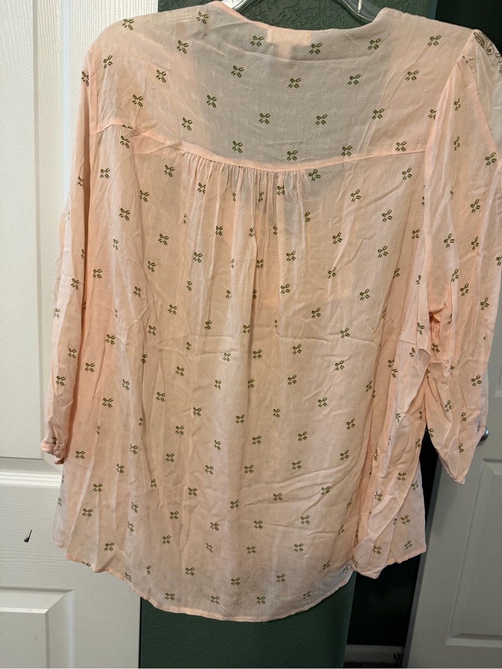 ONE WORLD Pale Pink Embroidered Peasant Blouse - Picture 3 of 3